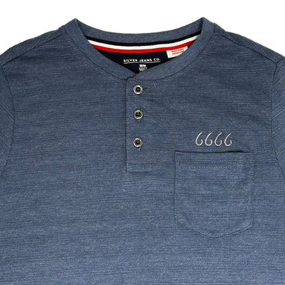 Boys' Textured Short-Sleeve Pocket Henley - Blue