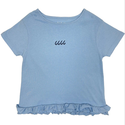 Girls Ruffle Edge Tee - Blue Bell