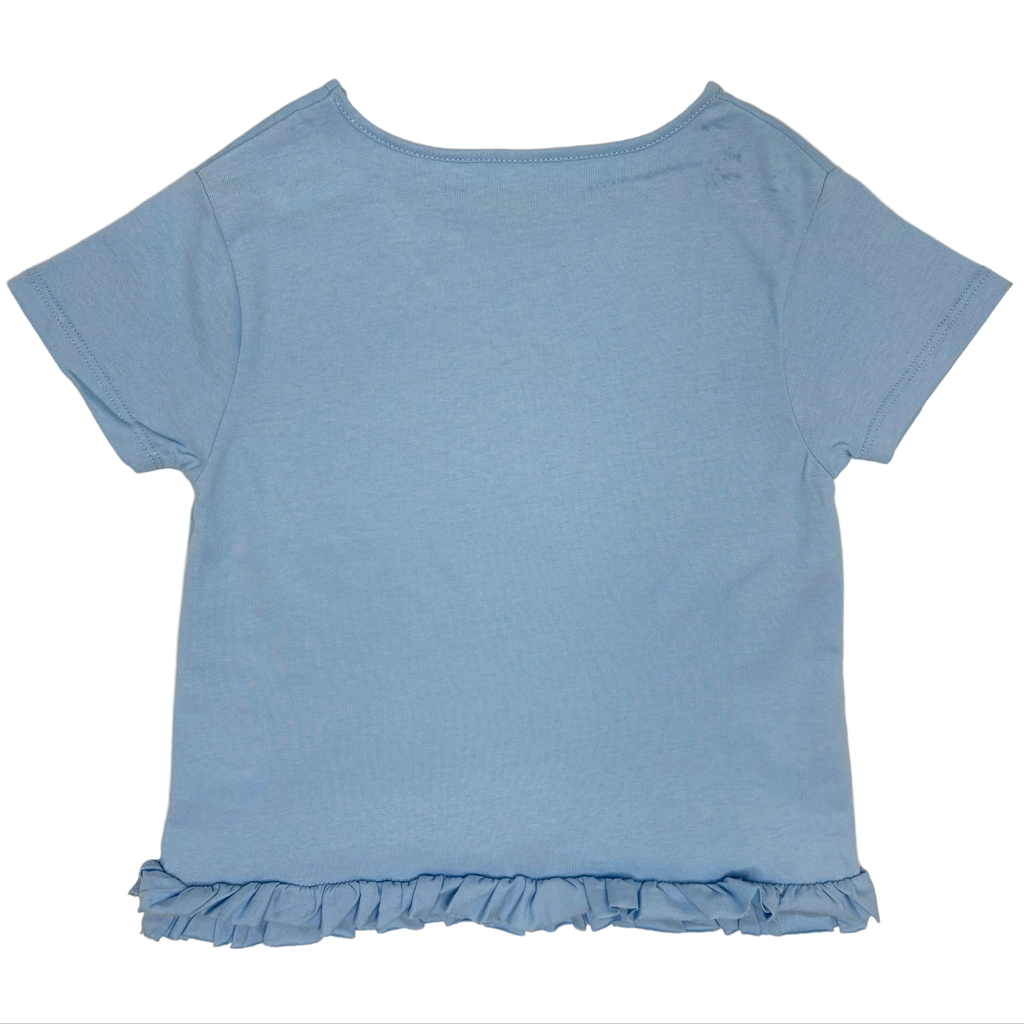 Girls Ruffle Edge Tee - Blue Bell