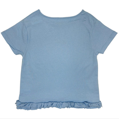 Girls Ruffle Edge Tee - Blue Bell