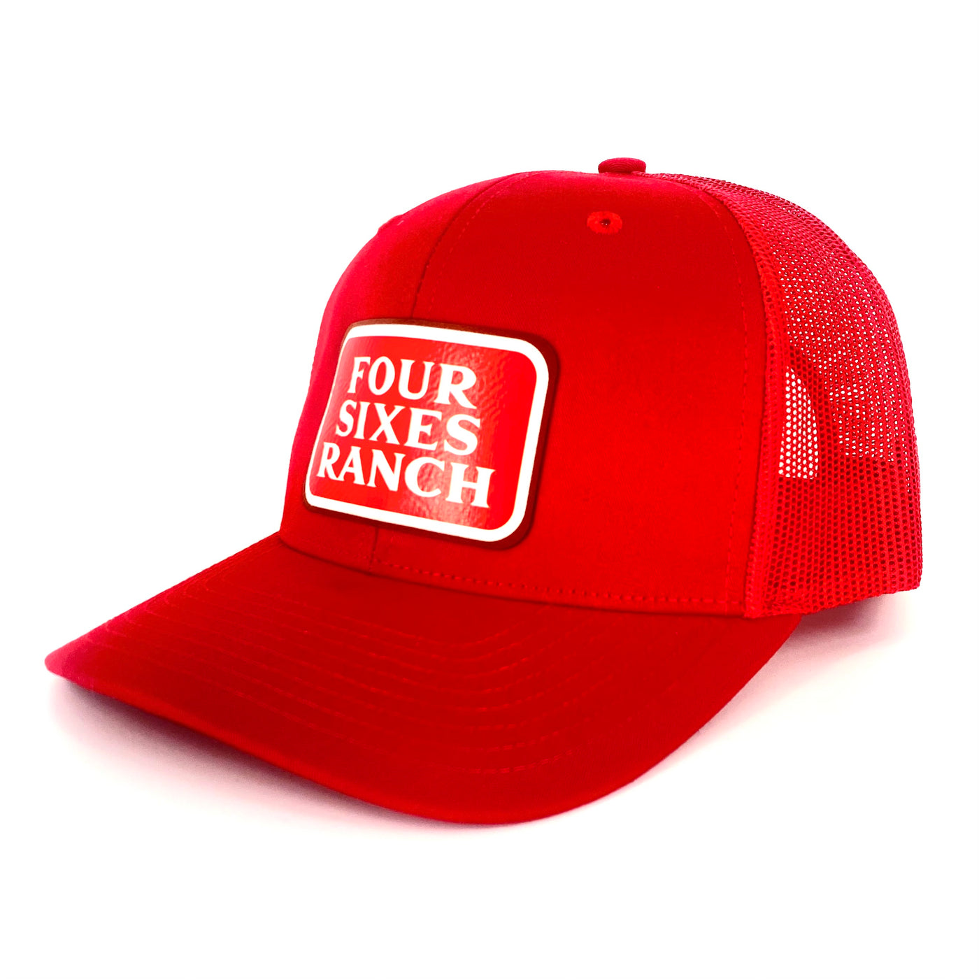 Four Sixes Red Patch Trucker-Red