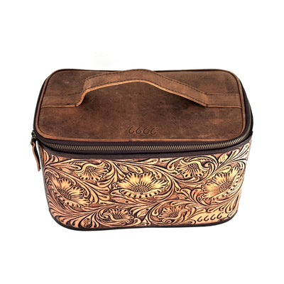 Tooled Leather Train Case