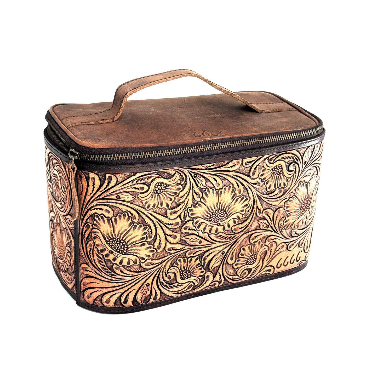 Tooled Leather Train Case