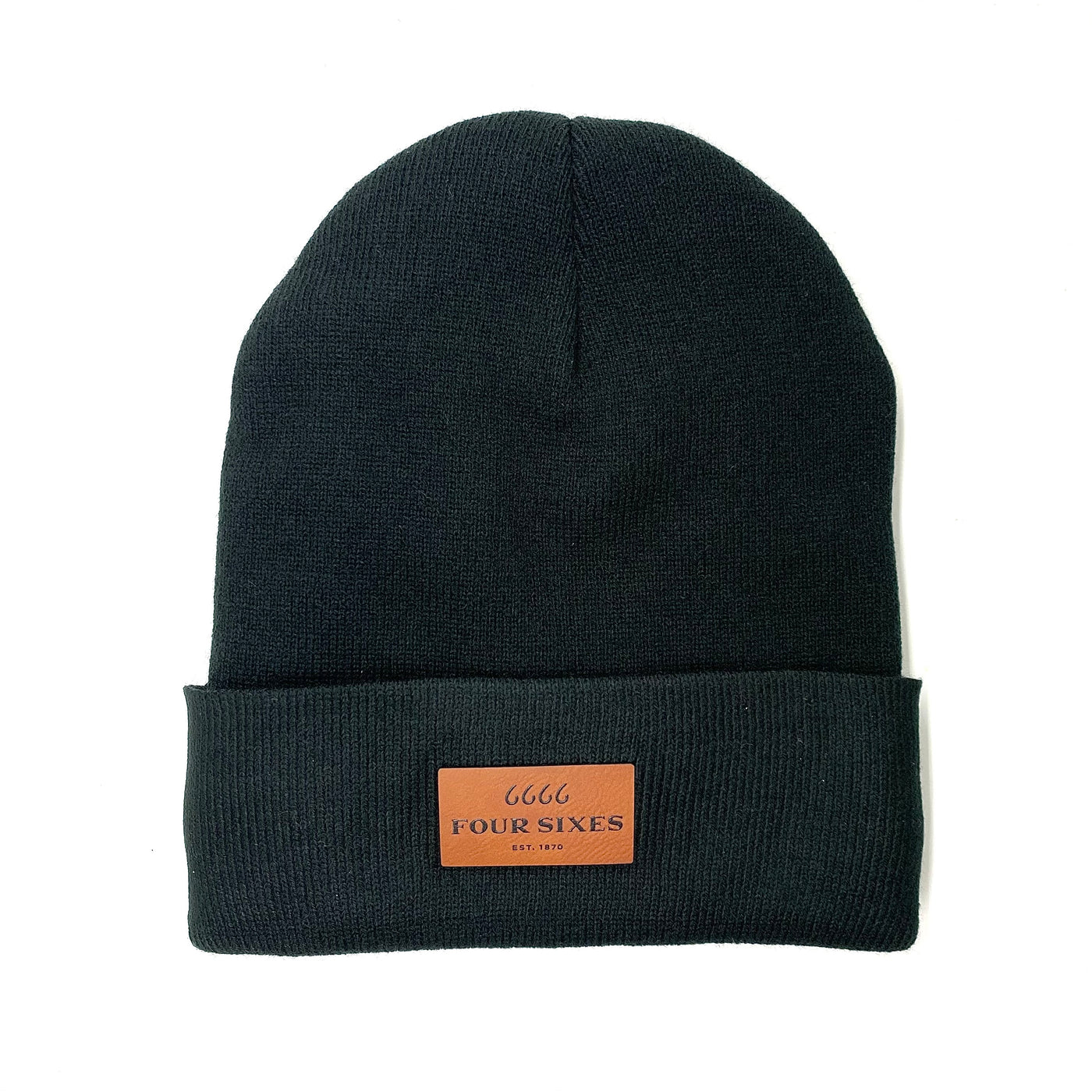 Fleece Lined Beanie - Black w/ Leather Patch