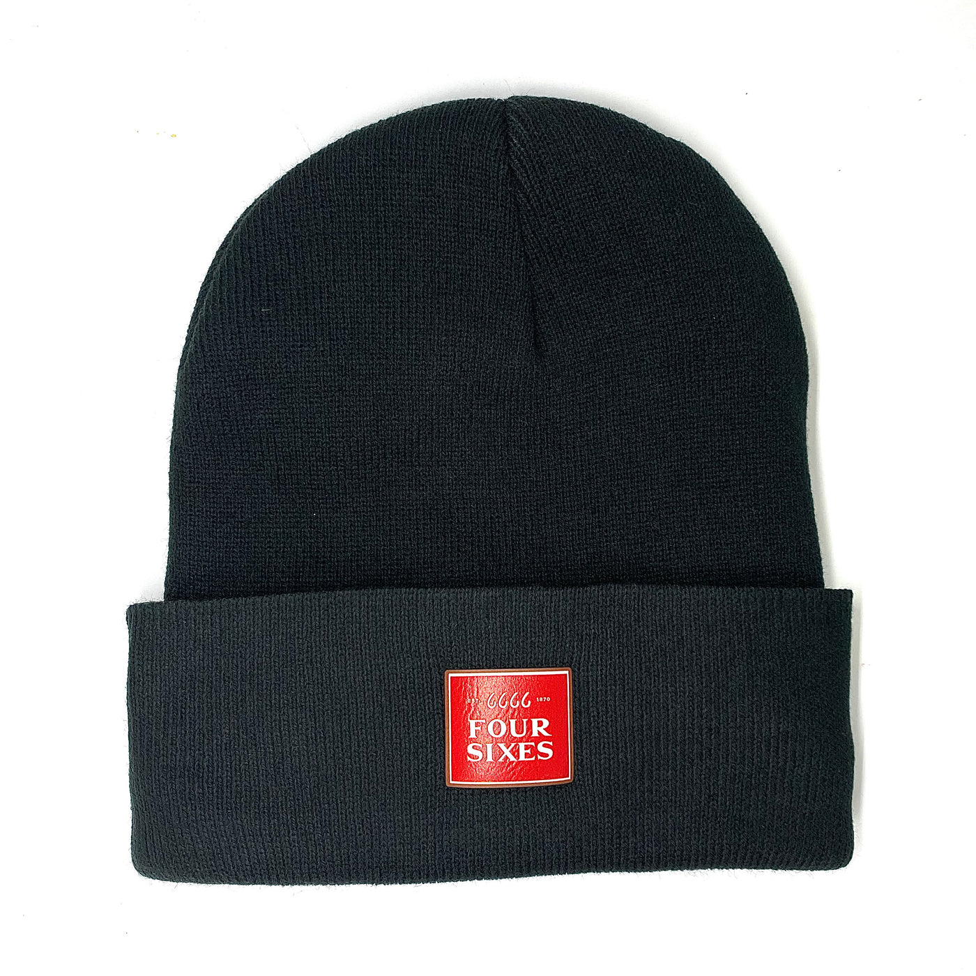 Fleece Lined Beanie - Black w/ Red Patch