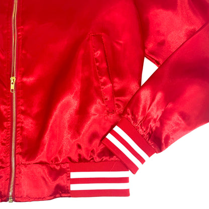 Four Sixes Red Satin Bomber Jacket