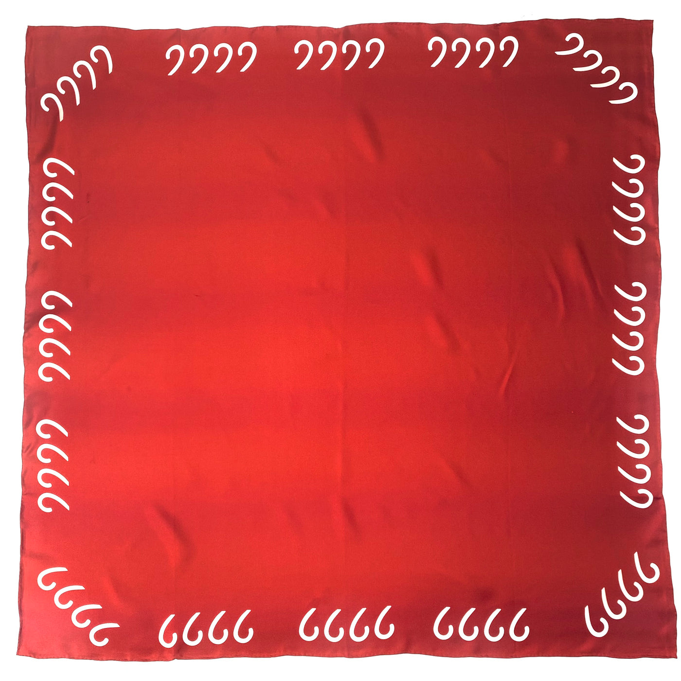 Solid Red Silk Scarf with 6666 Border