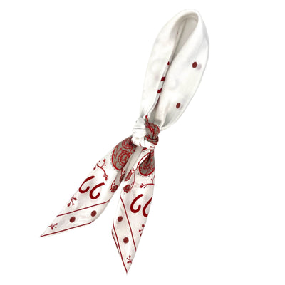 White Paisley Silk Scarf
