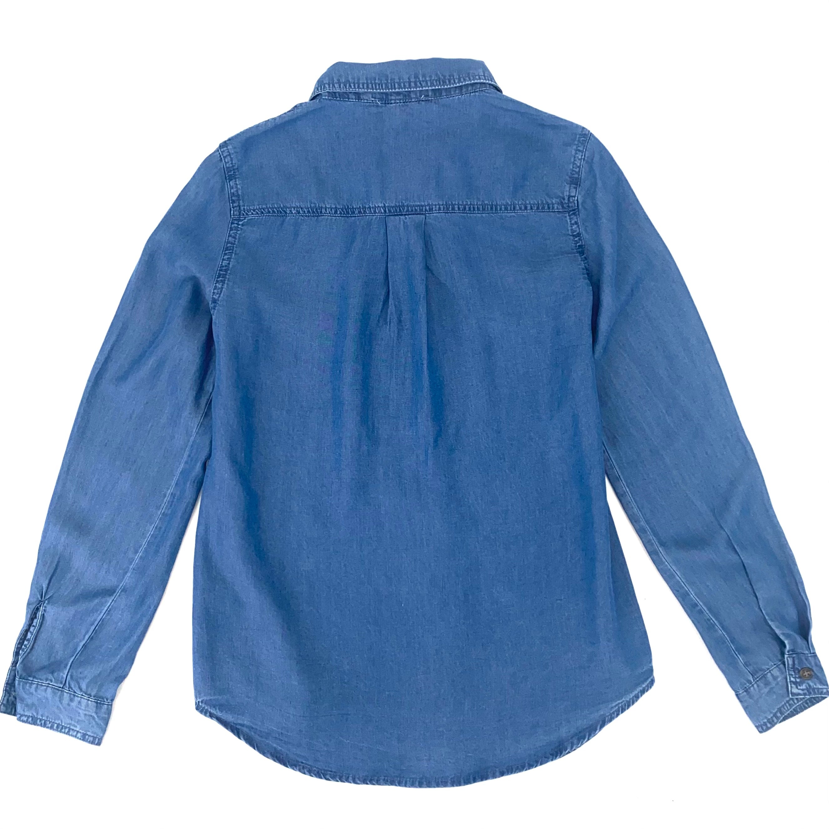 Four Sixes Ladies Casual Chambray Button Down-Blue