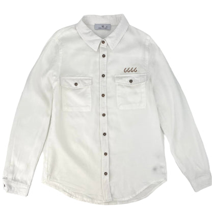 Four Sixes Ladies Casual Chambray Button Down-White