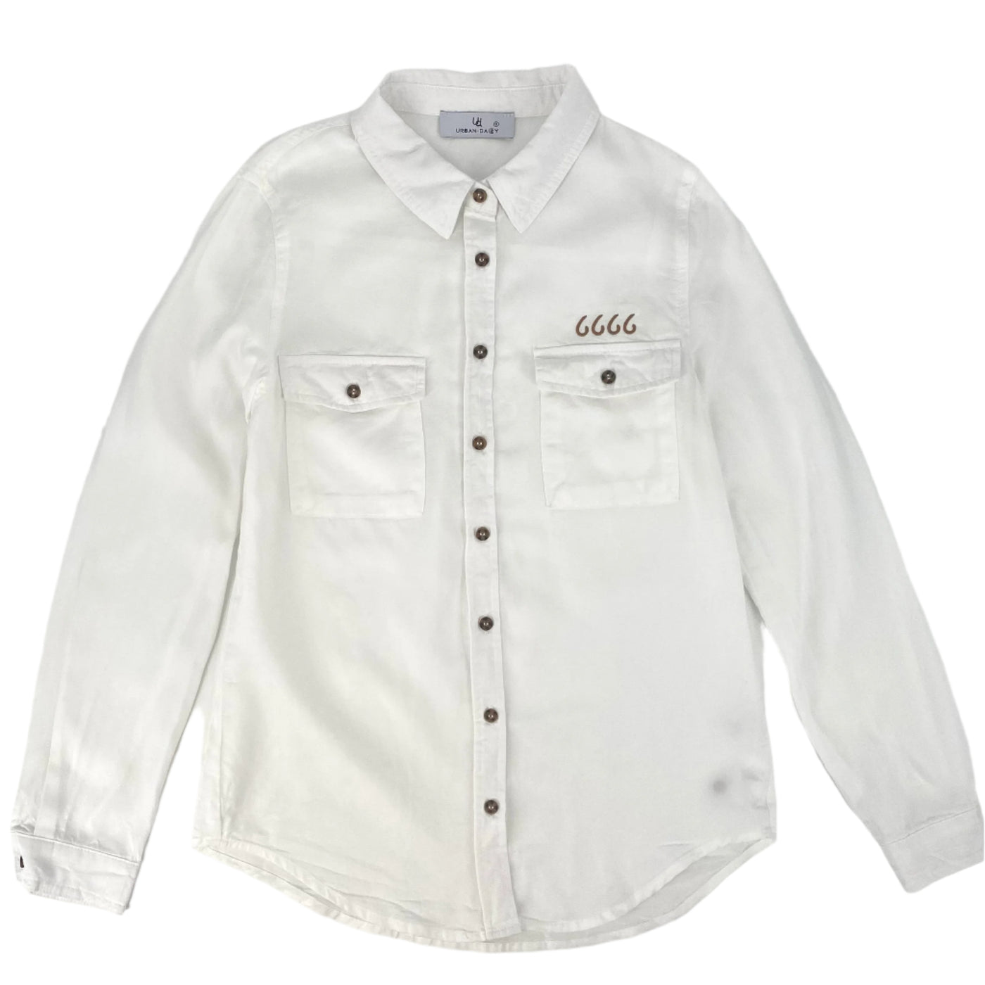 Four Sixes Ladies Casual Chambray Button Down-White
