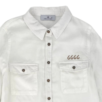 Four Sixes Ladies Casual Chambray Button Down-White