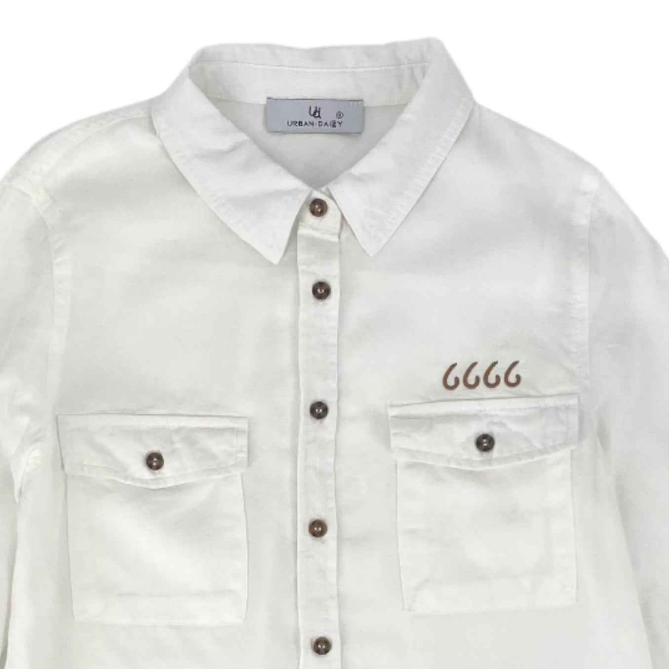 Four Sixes Ladies Casual Chambray Button Down-White