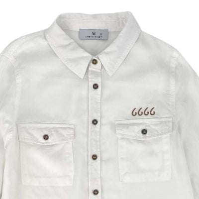Four Sixes Ladies Casual Chambray Button Down-White