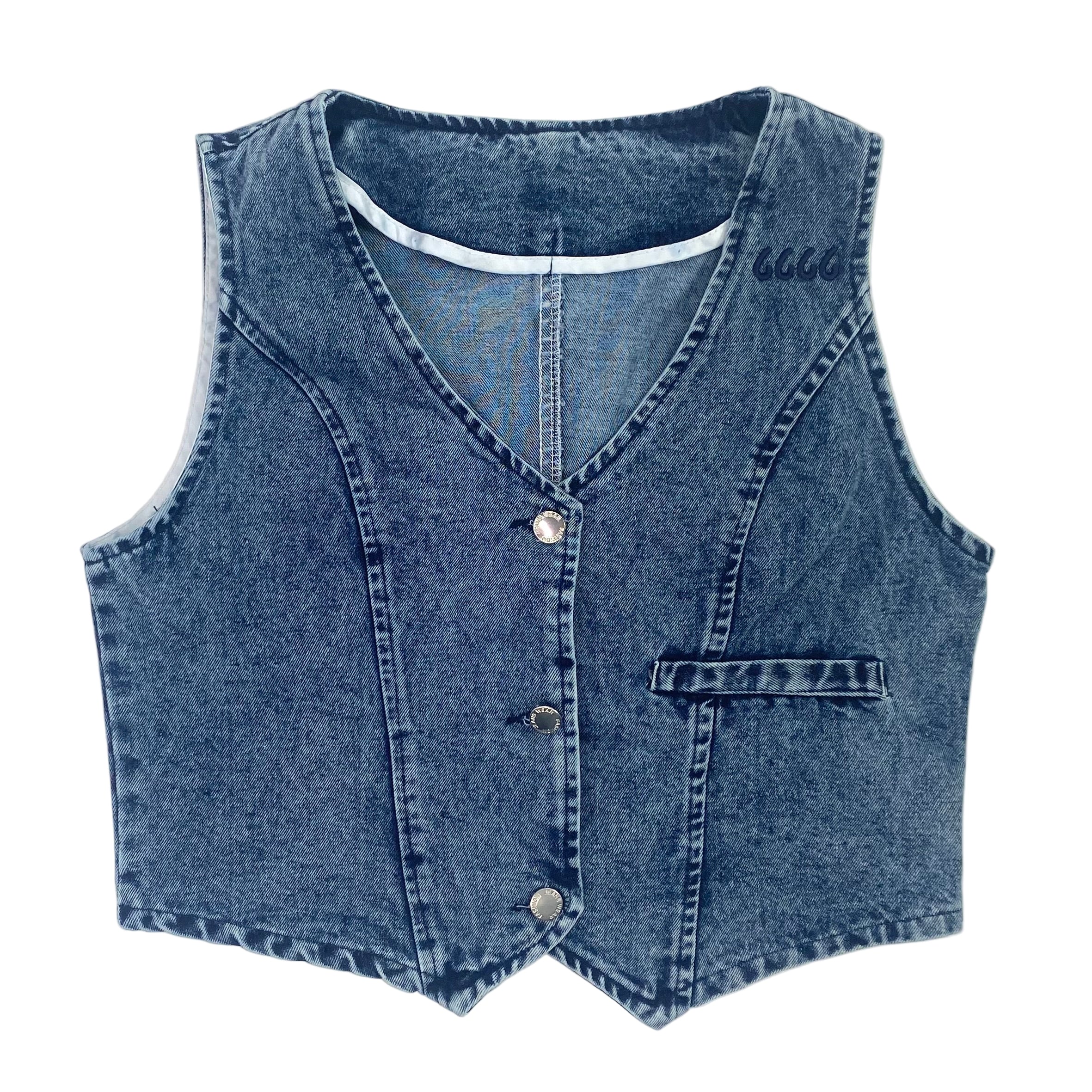 Ladies V-Neck Denim Vest