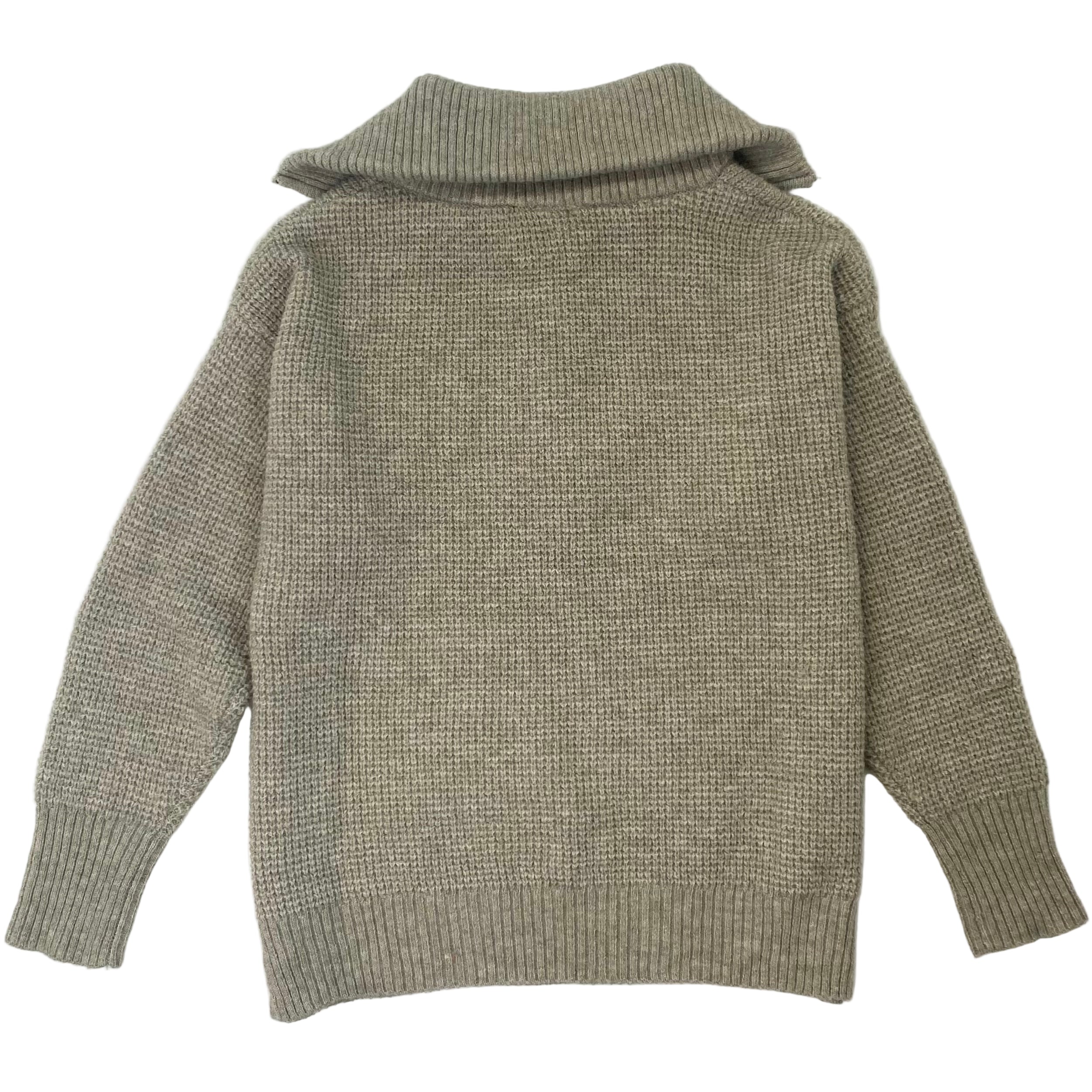 Waffle Pattern Half-Zip Sweater Top