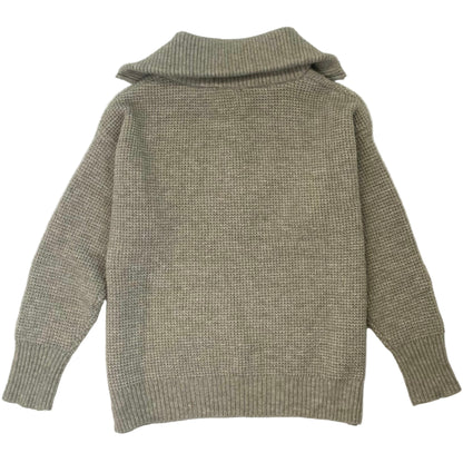 Waffle Pattern Half-Zip Sweater Top