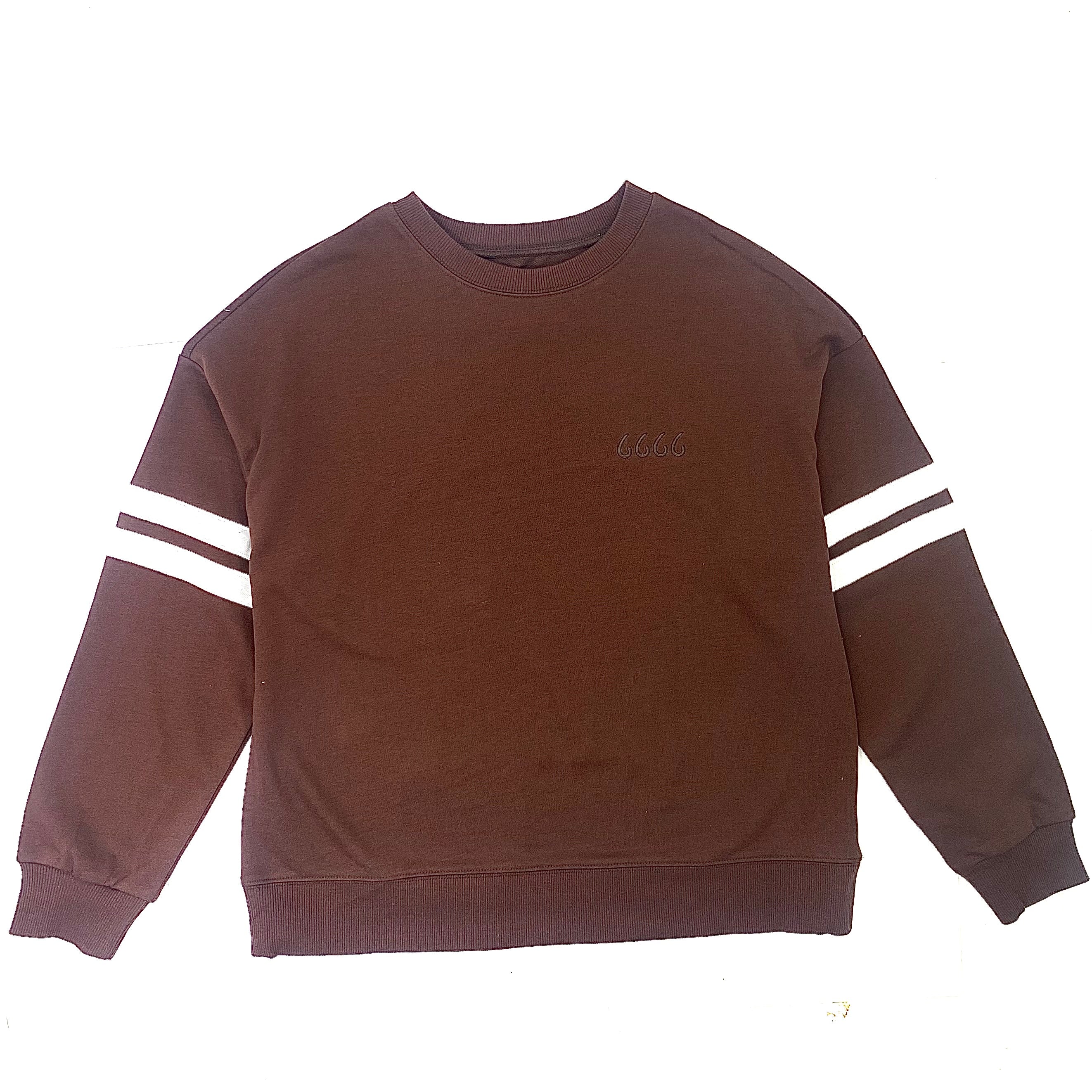 Striped Detail Drop Shoulder Sweatshirt - Brown