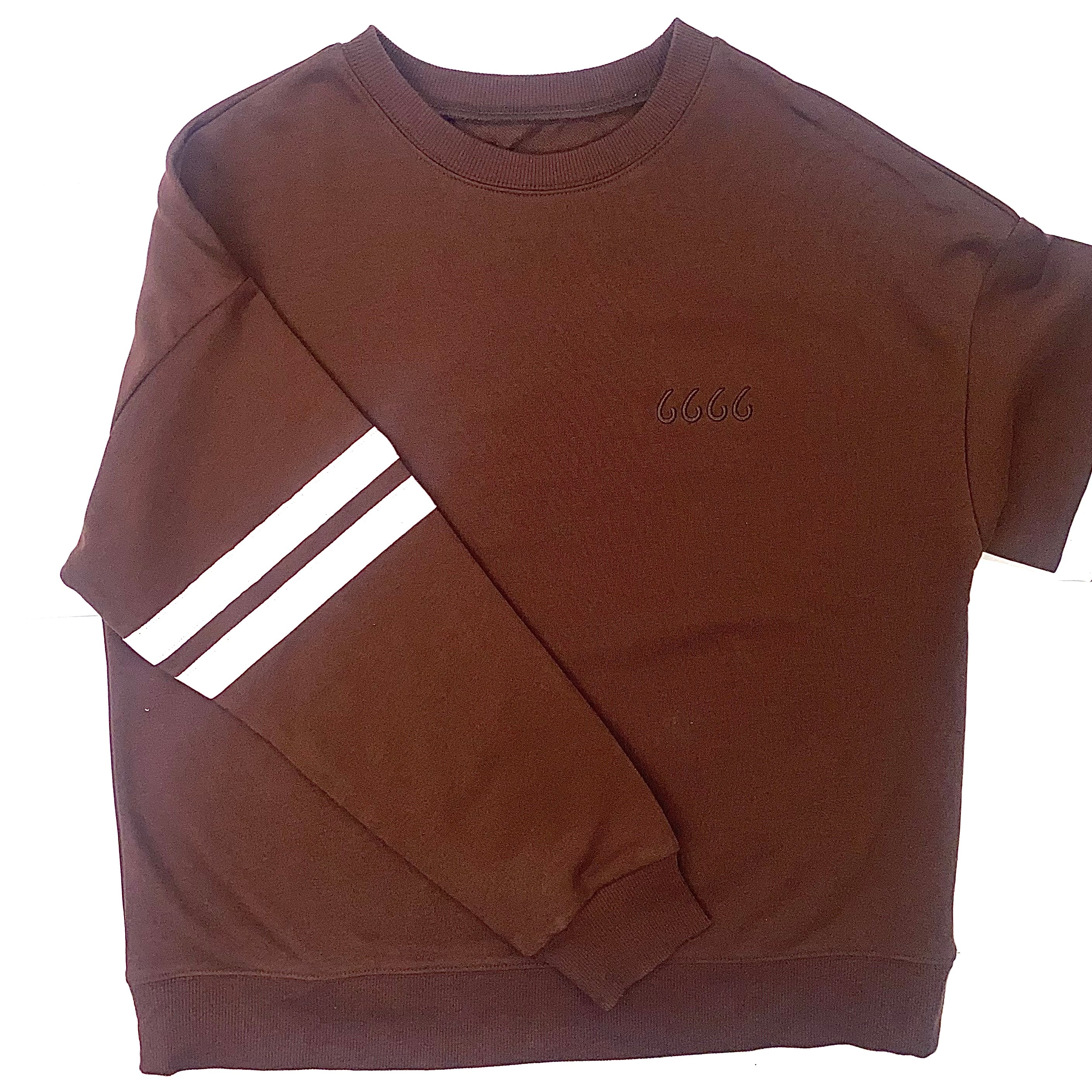 Striped Detail Drop Shoulder Sweatshirt - Brown