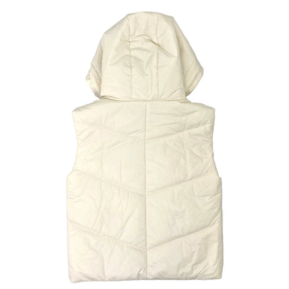 Hooded Puffer Double Slip Pocket Waistcoat - White