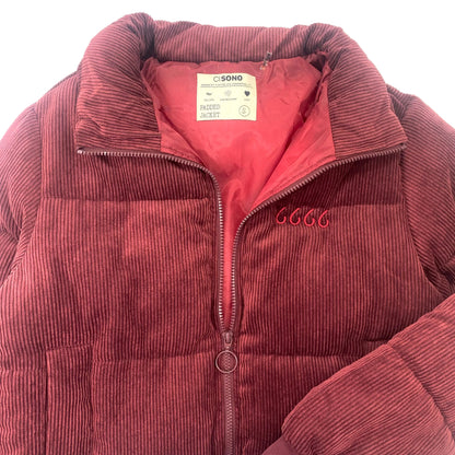 Quilted Corduroy Puffer Jacket - Wine
