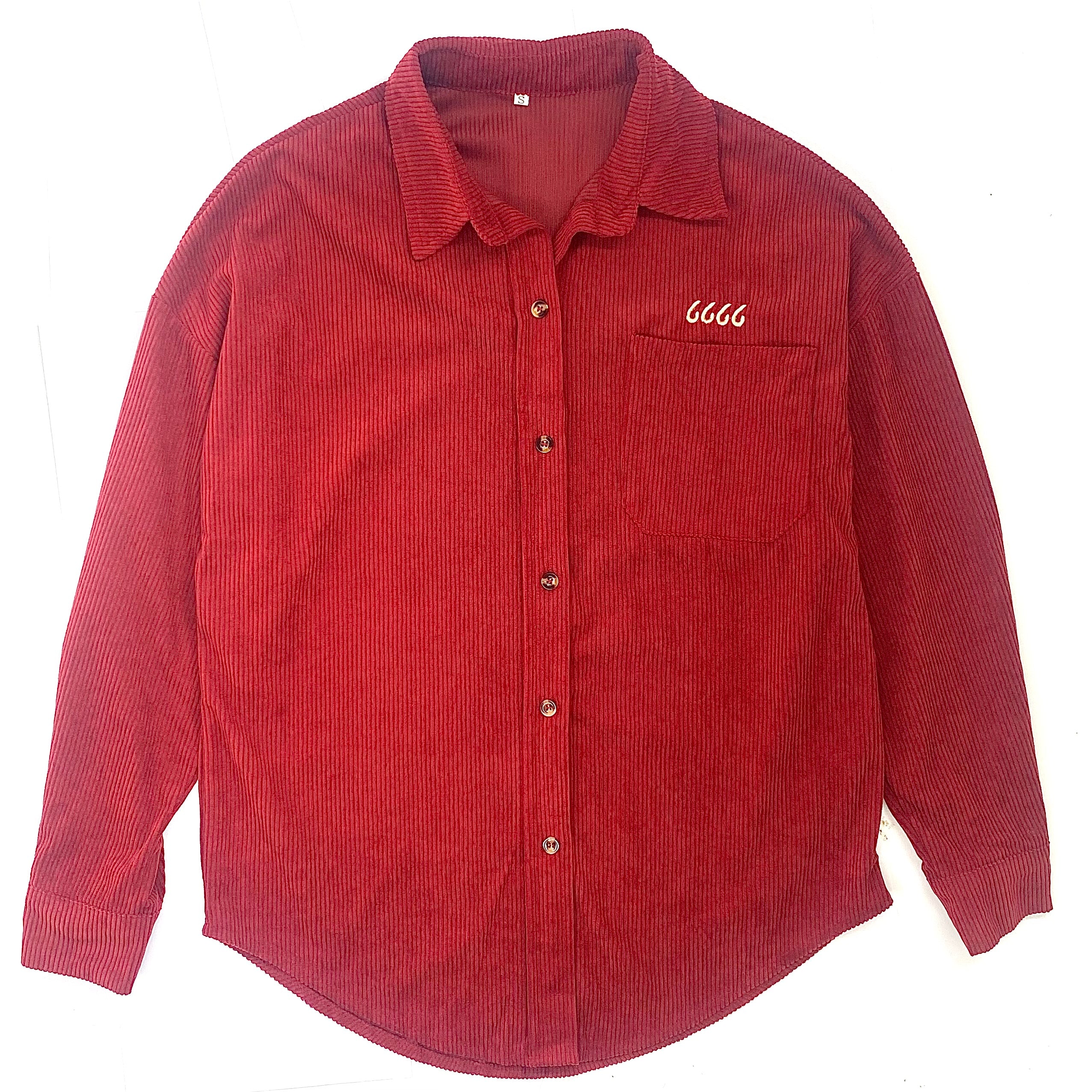 Loose Fit Corduroy Button Down Red
