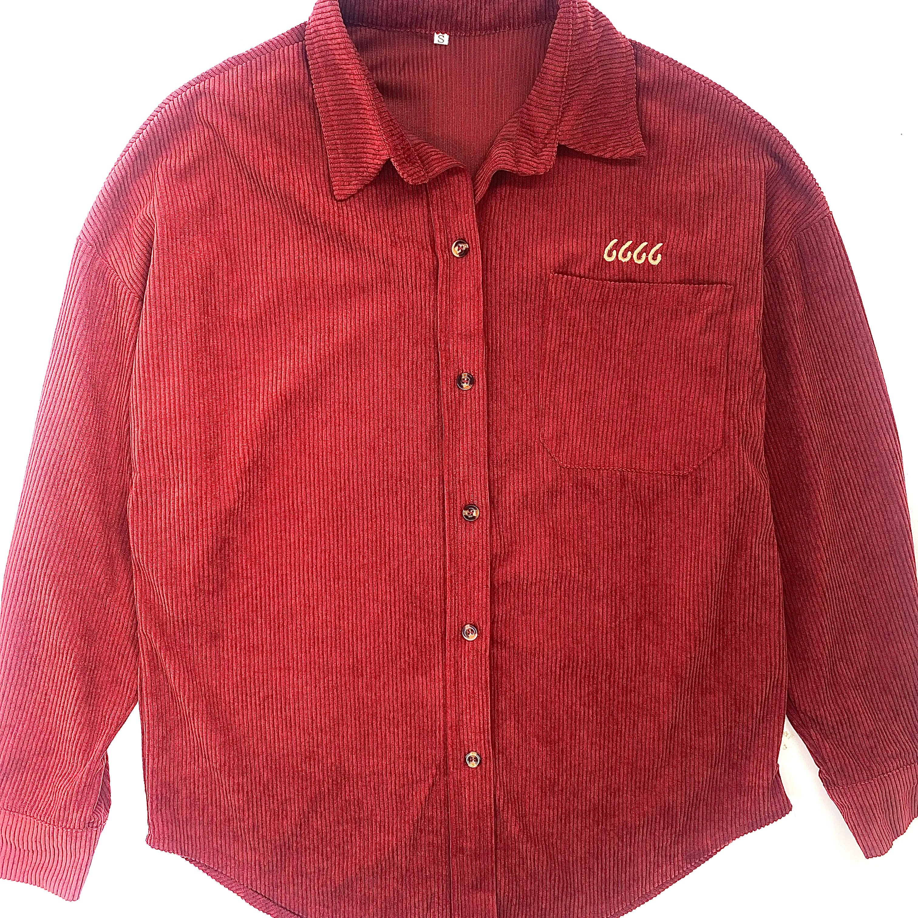Loose Fit Corduroy Button Down Red