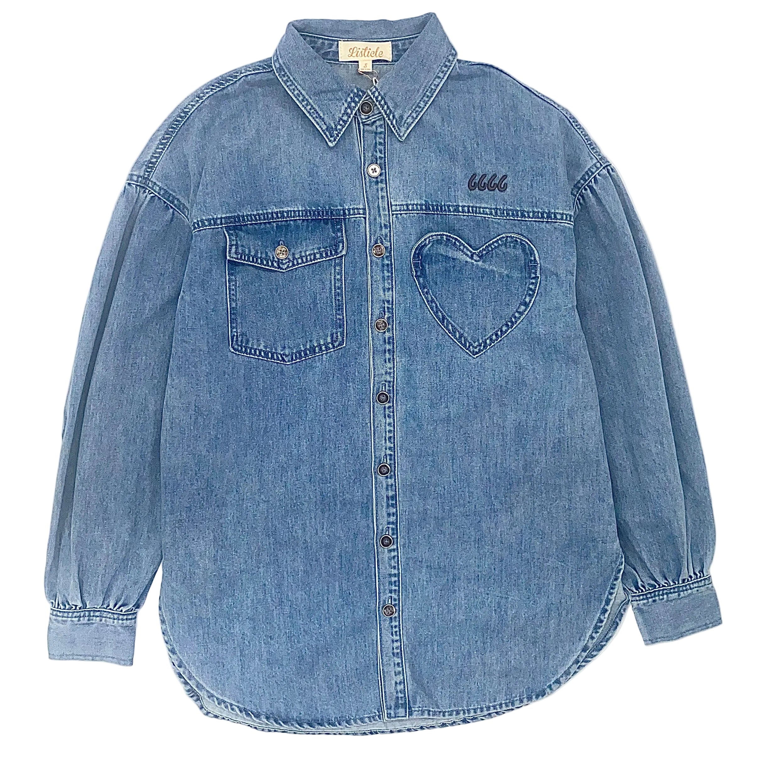 【jnhearts】Denim Logo shirts デニムシャツ デニムシャツ（ロゴタイプ）ライトブルー トップス
