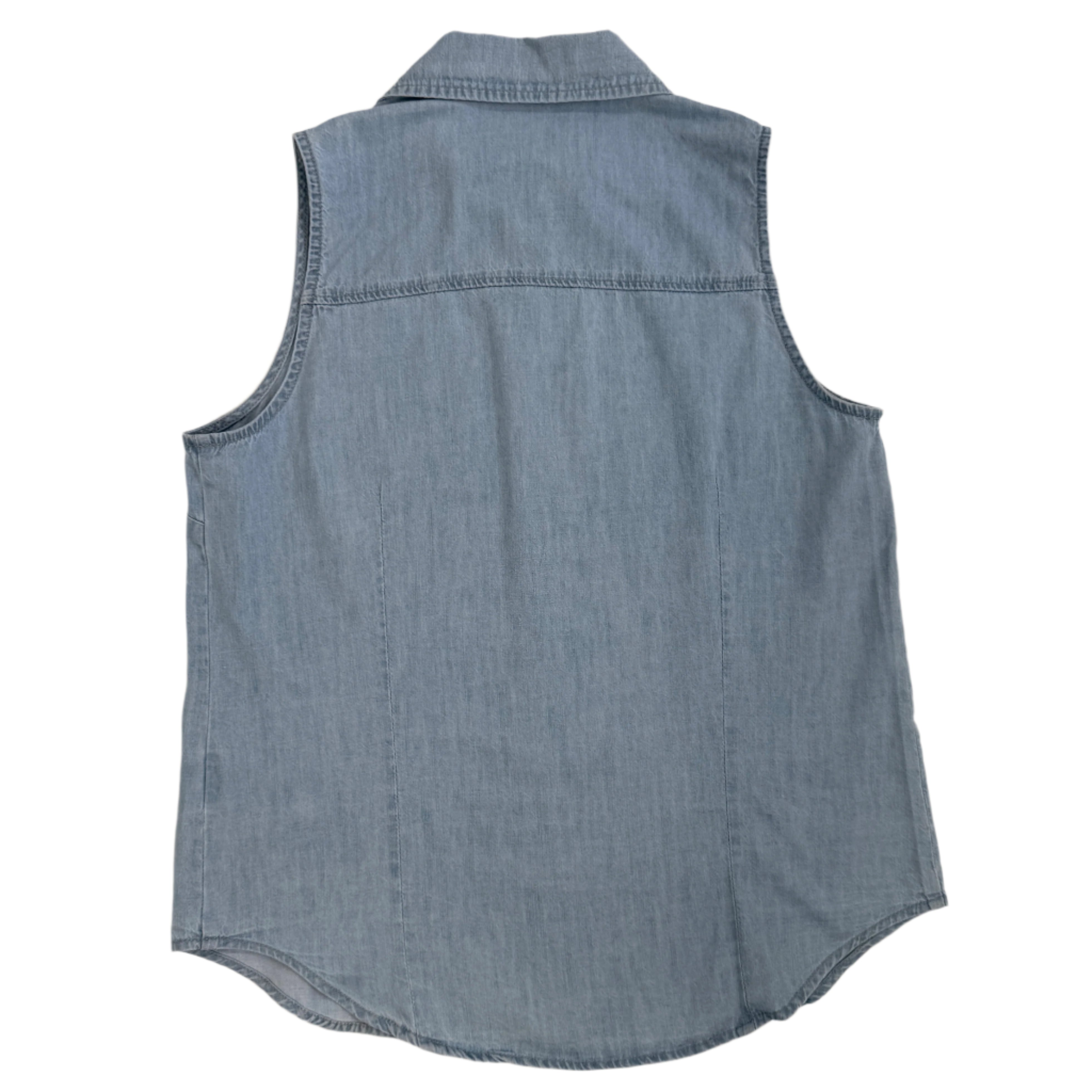 Four Sixes Women's Denim Collared Sleeveless Shirt – Shop 6666 Ranch