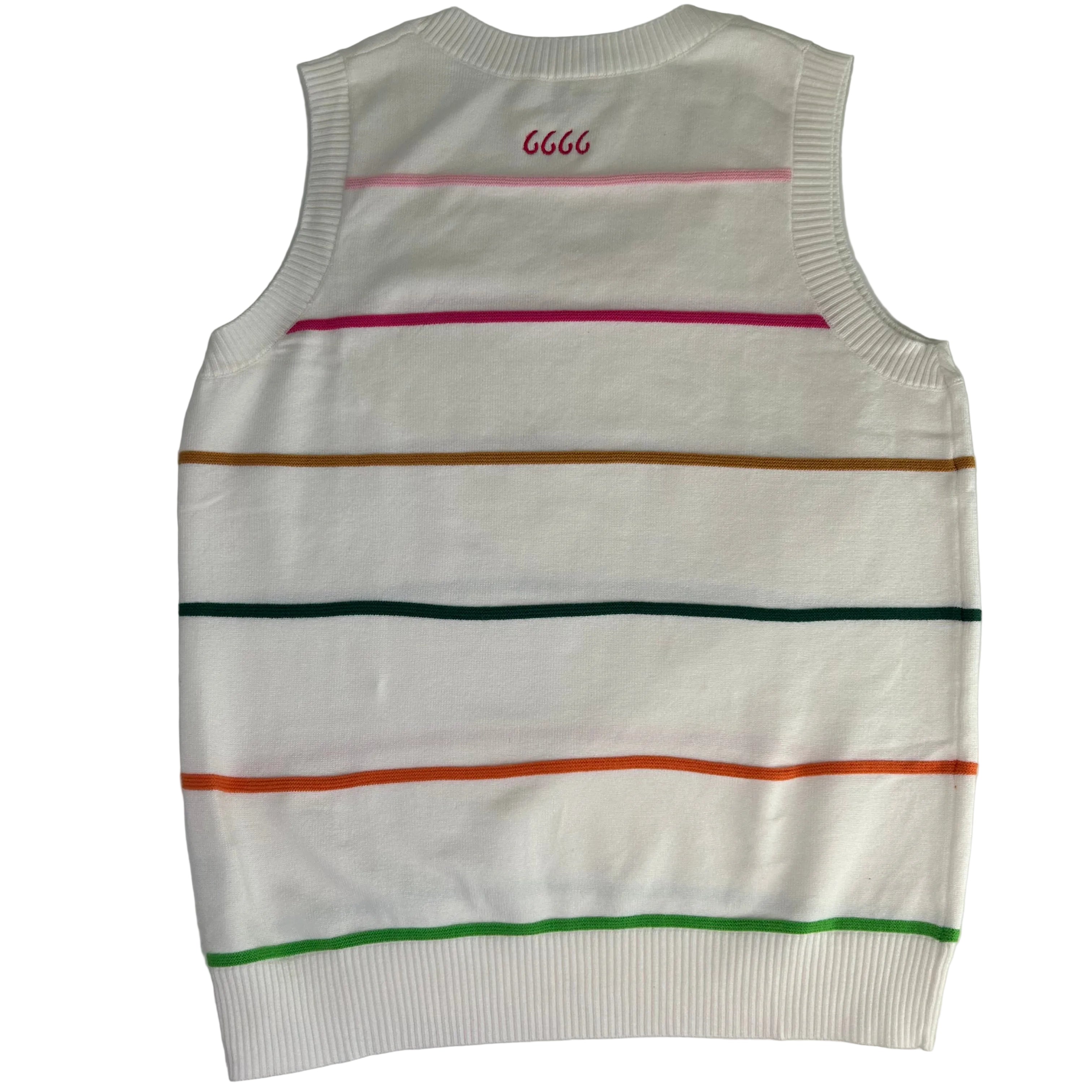 White Sweater Tank with Multicolor Stripes
