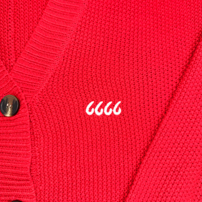 Button-Front Oversized Cardigan - Red