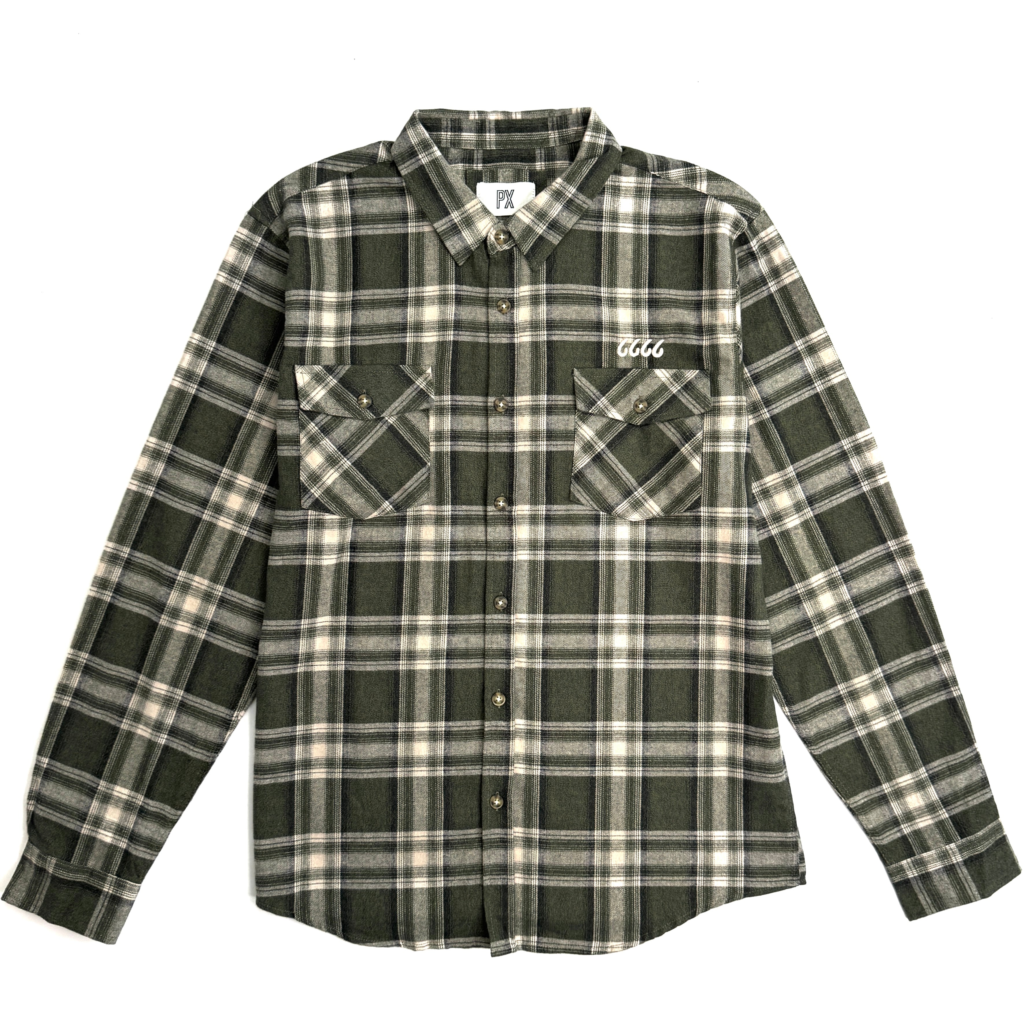 Long Sleeve Plaid Button-Down Dark Olive