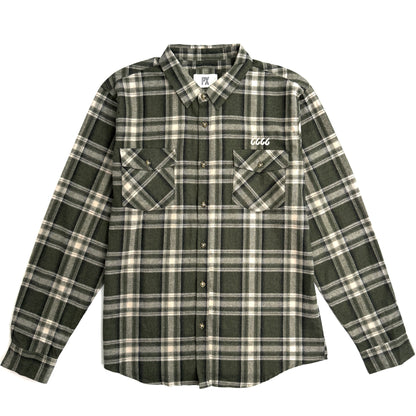 Long Sleeve Plaid Button-Down Dark Olive