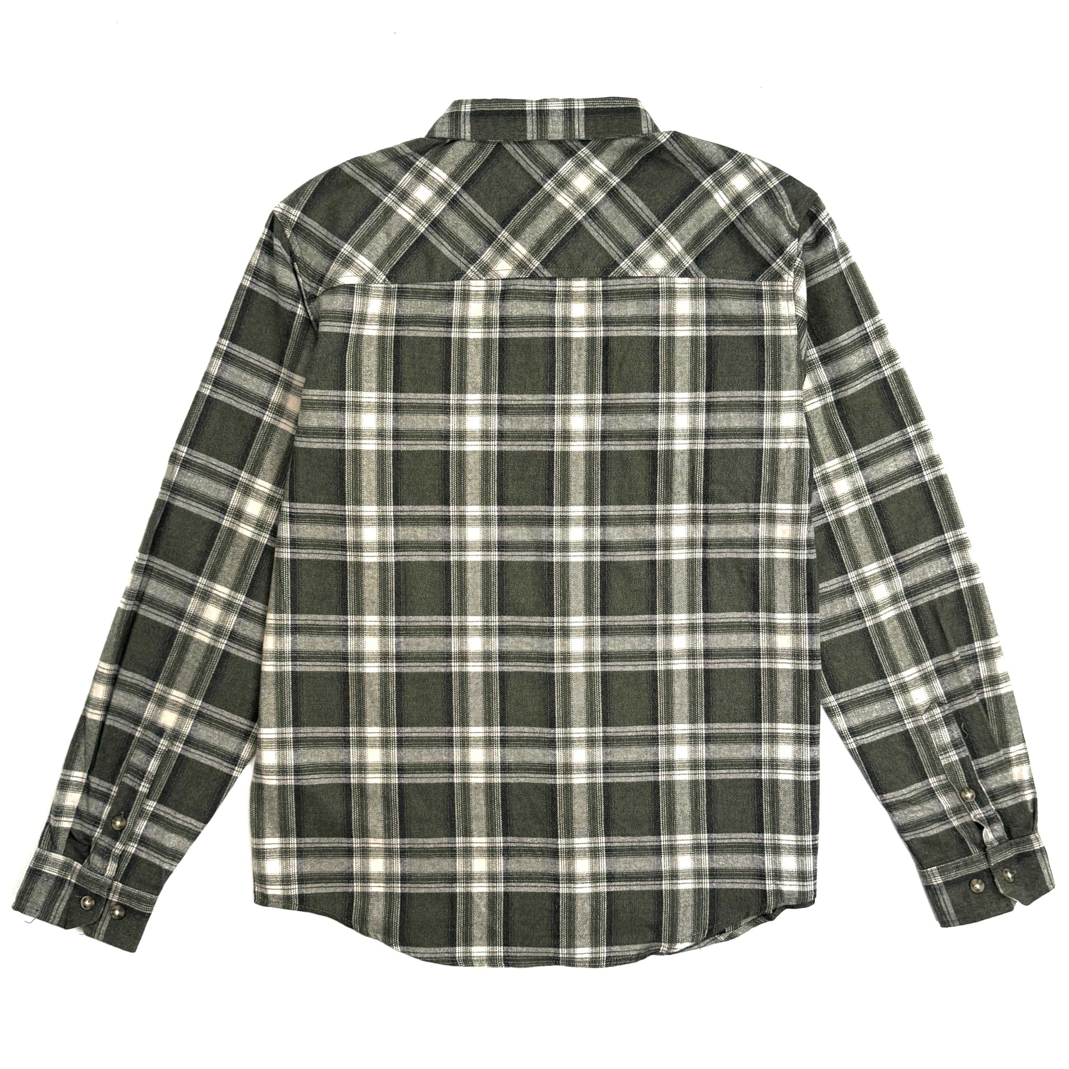 Long Sleeve Plaid Button-Down Dark Olive