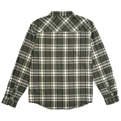 Long Sleeve Plaid Button-Down Dark Olive