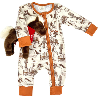 6666 Baby Western Zip Onesie Pajamas