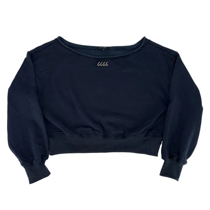 Off Shoulder Cropped Sweatshirt - Navy