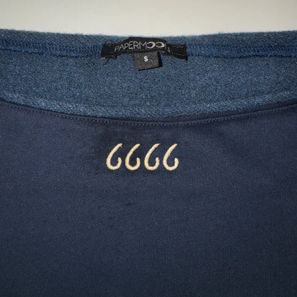 Off Shoulder Cropped Sweatshirt - Navy