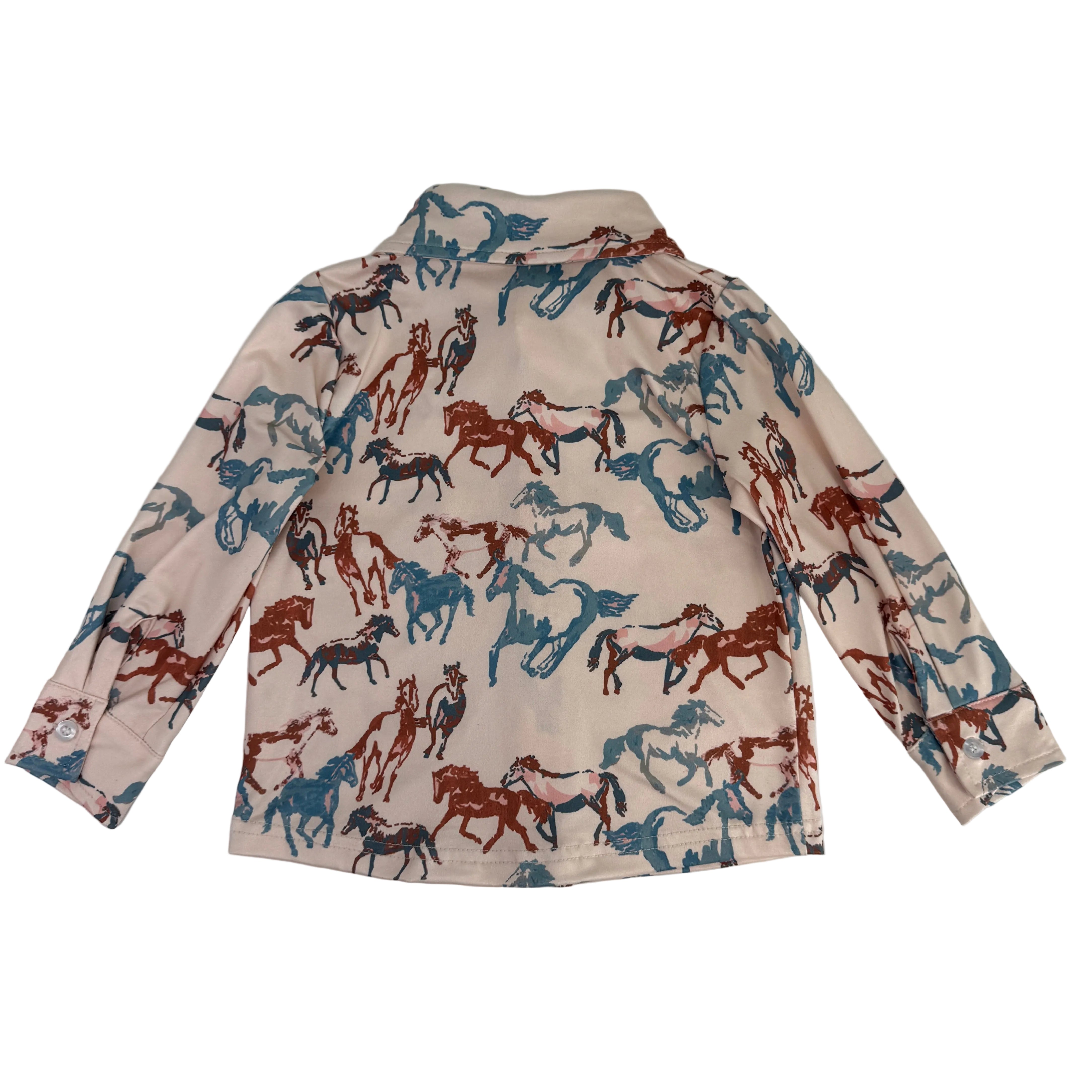 Children’s Horse Print Western Button-Up Long-Sleeve