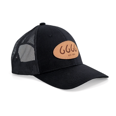 Leather Patch Trucker Black
