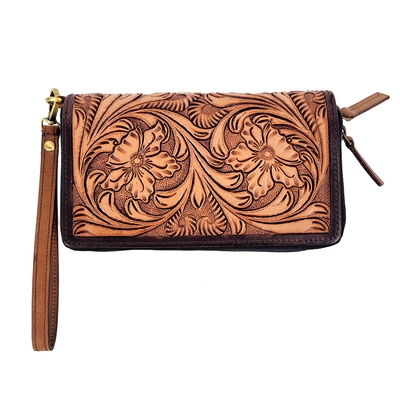 Tooled Leather Wristlet/Clutch
