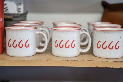 White/Red Speckled Ceramic Camp Mug