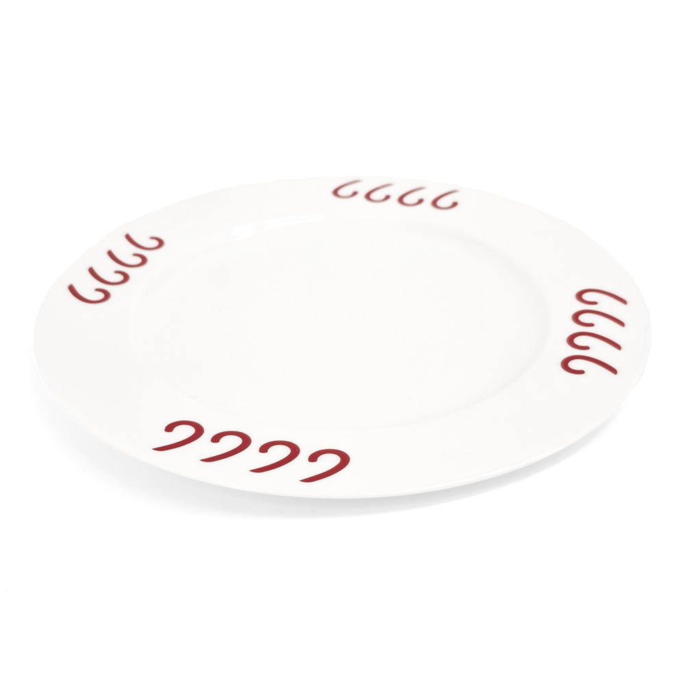 Four Sixes 12" Plate -Red