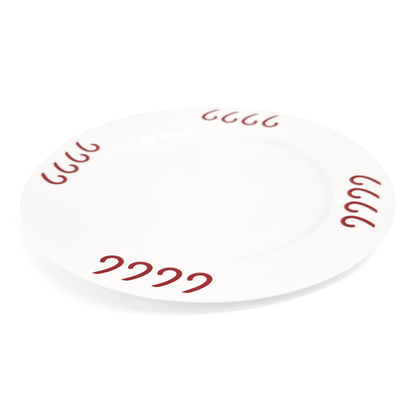 Four Sixes 12" Plate -Red