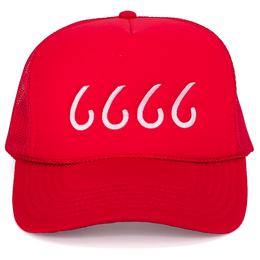 Red 5 Panel Trucker