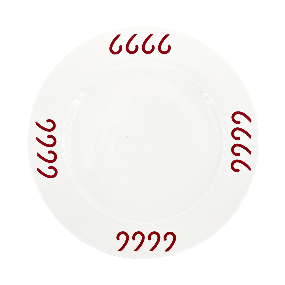 Four Sixes 12" Plate -Red