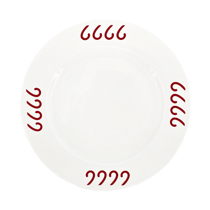 Four Sixes 12" Plate -Red
