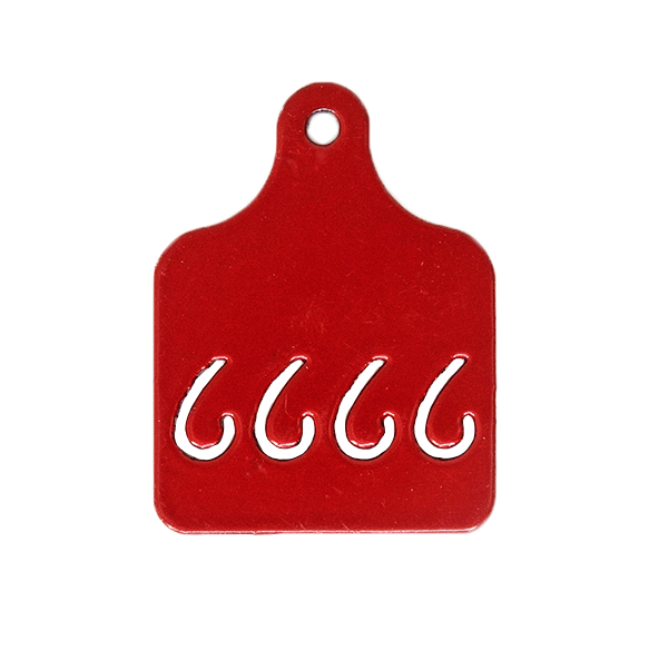 Four Sixes JDH Red Metal Ear Tag Charm