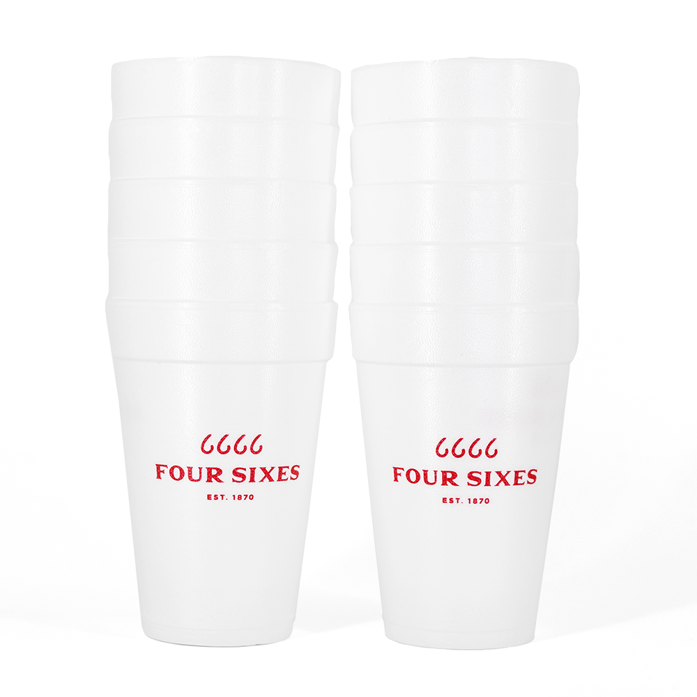 Four Sixes White Foam Party Cups