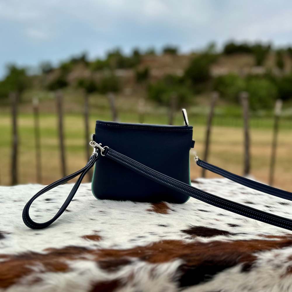 Southwest Collection, Limited Edition Navy & Aqua Wool Wristlet